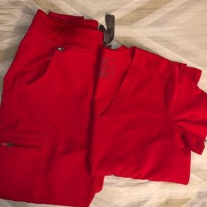 Figs Pop Red scrub set